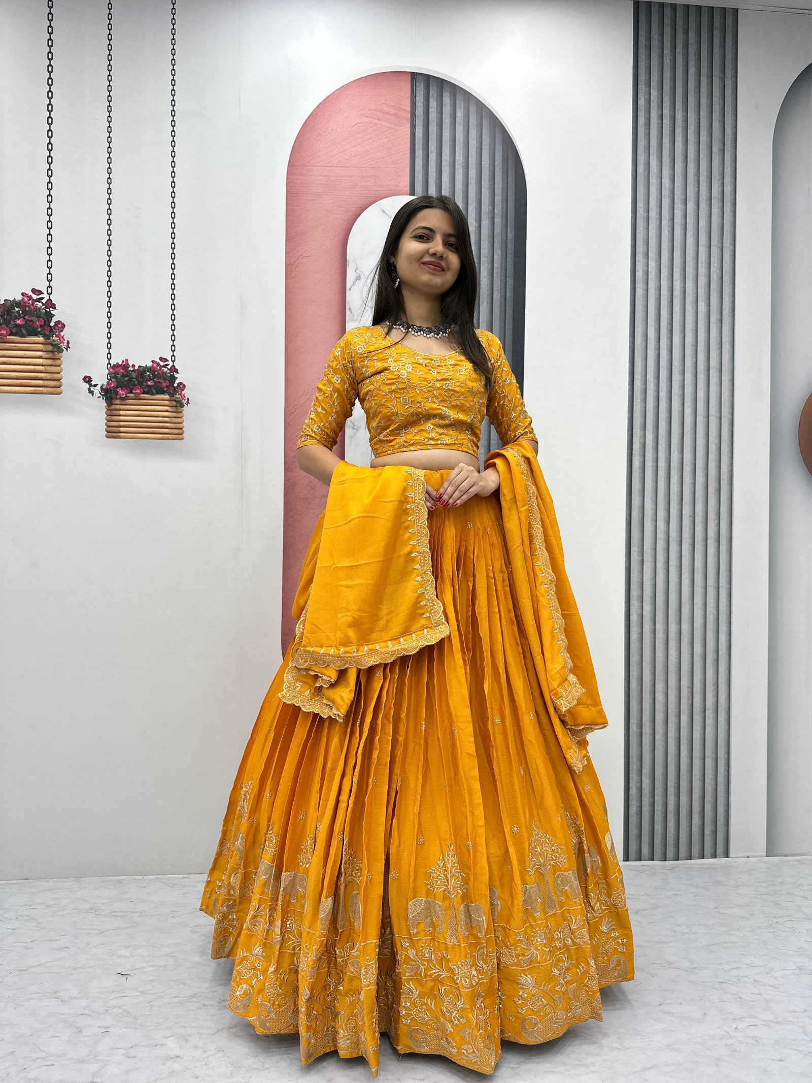 Yellow Heavy work lehenga choli